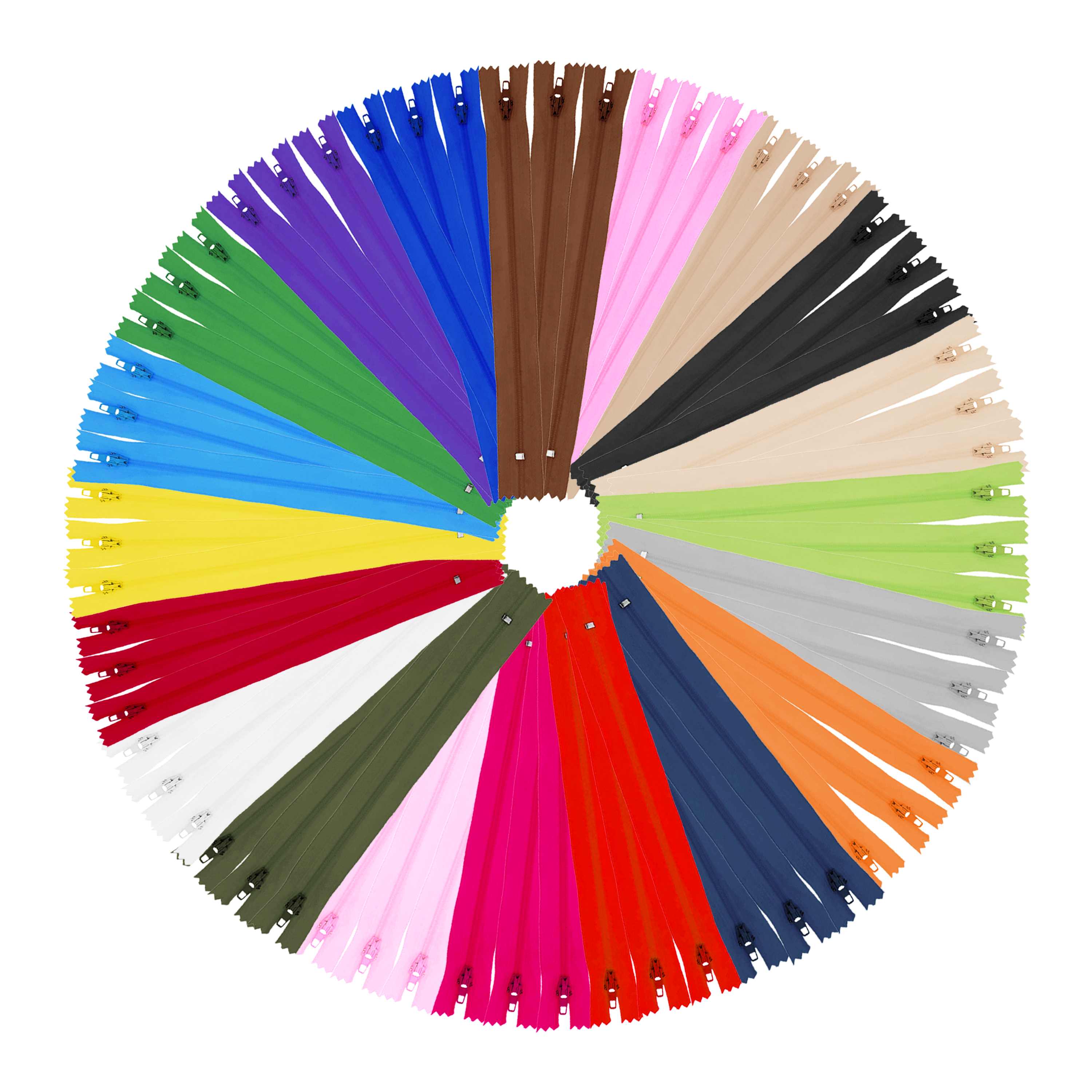 Assorted Color Nylon Zippers for Sewing - Bulk Zipper Supplies by Mandala Crafts