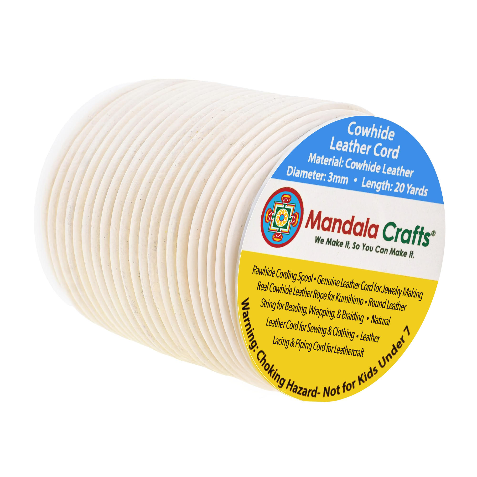 Round Cowhide Genuine Leather String Cord, Natural Rawhide Rope for Jewelry Making, Kumihimo Braiding, Shoelaces