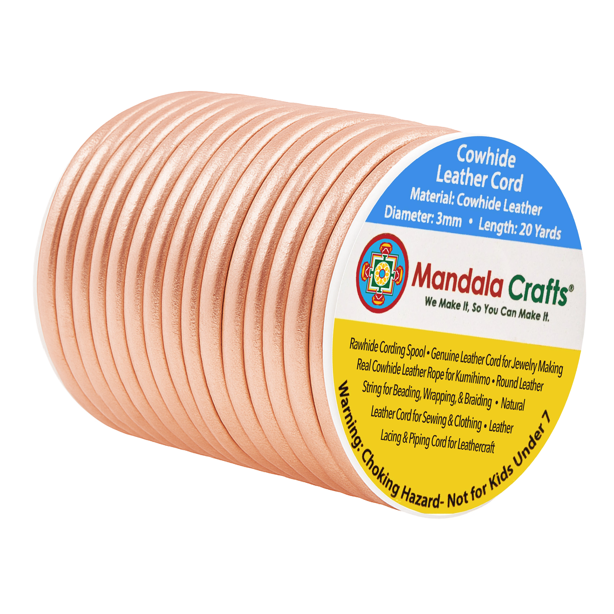 Round Cowhide Genuine Leather String Cord, Natural Rawhide Rope for Jewelry Making, Kumihimo Braiding, Shoelaces