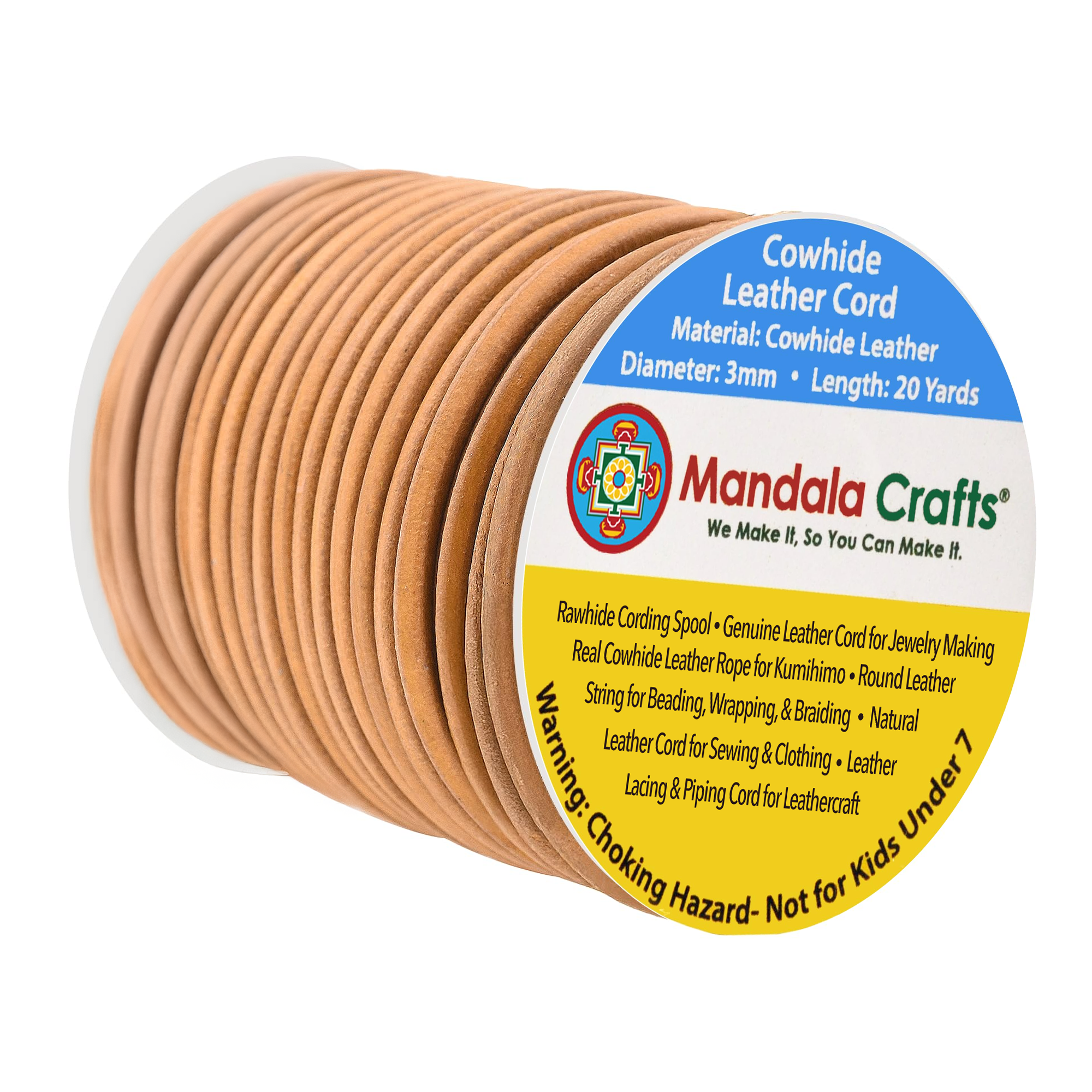 Round Cowhide Genuine Leather String Cord, Natural Rawhide Rope for Jewelry Making, Kumihimo Braiding, Shoelaces