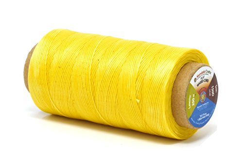 Flat Waxed Thread for Leather Sewing - Leather Thread Wax String Polyester Cord for Leather Craft Stitching Bookbinding by Mandala Crafts 150D 0.8mm 273 Yards Yellow