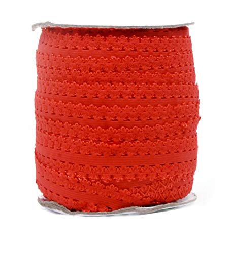 Mandala Crafts Red Soft Elastic Stretch Lace for Lingerie Elastic  Frilly Colored Elastic Ribbon for Sewing  1 Inch 55 Yards Picot Elastic Lace Elastic Trim for Baby Headband Ribbon Elastic