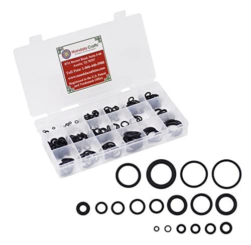 Mandala Crafts Rubber Grommet Kit Eyelet Ring Rubber Gasket Assortment - 225 Rubber Plugs for Holes - Rubber Grommets for Wiring Automotive Plumbing Electrical Firewall Cable Wire