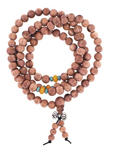 Mandala Crafts Natural Wood Mala Beads Necklace ÃÂ Japa Mala Beads 108 Necklace ÃÂ 108 Mala Beads Bracelet Mala Prayer Beads Necklace for Men Women Mala Meditation Beads Cedar Wood