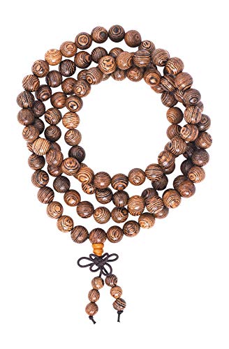 Mandala Crafts Wood Mala Beads Necklace ÃÂ Japa Mala Beads 108 Necklace ÃÂ 108 Mala Beads Bracelet Mala Prayer Beads Necklace for Men Women Mala Meditation Beads Wenge Wood