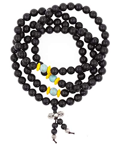 Mandala Crafts Natural Wood Mala Beads Necklace  Japa Mala Beads 108 Necklace  108 Mala Beads Bracelet Mala Prayer Beads Necklace for Men Women Mala Meditation Beads Black Wood