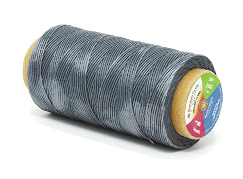 Flat Waxed Thread for Leather Sewing - Leather Thread Wax String Polyester Cord for Leather Craft Stitching Bookbinding by Mandala Crafts 210D 1mm 197 Yards Gray