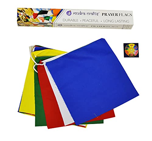 Mudra Crafts Large Tibetan Prayer Flags Outdoor Large Lungta - Nepalese Prayer Flags - Prayer Flag Banner Blank Prayer Flags