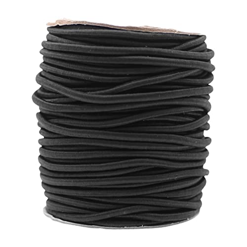 Mandala Crafts 5/32 Inch 4mm 38 YDS Black Round Elastic Cord for Kayaks, Camping - Stretch Cord Elastic String Cord  Heavy Duty Elastic Rope Cord for DIY Crafting Sewing