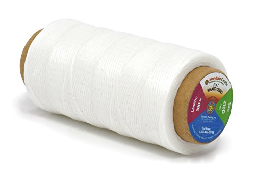 Flat Waxed Thread for Leather Sewing - Leather Thread Wax String Polyester Cord for Leather Craft Stitching Bookbinding by Mandala Crafts 210D 1mm 197 Yards White