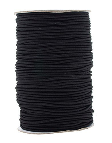 Mandala Crafts Elastic Cord Stretchy String for Bracelets, Necklaces, Jewelry Making, Beading, Masks (Black, 2mm 76 Yards)