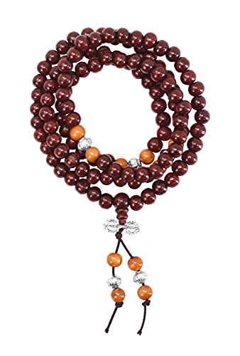 Mandala Crafts Natural Wood Mala Beads Necklace  Red Wood Japa Mala Beads 108 Necklace  108 Mala Beads Bracelet Mala Prayer Beads Necklace for Men Women Mala Meditation Beads