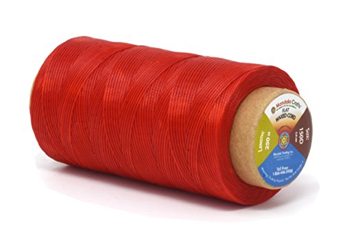 Flat Waxed Thread for Leather Sewing - Leather Thread Wax String Polyester Cord for Leather Craft Stitching Bookbinding by Mandala Crafts 210D 1mm 197 Yards Red