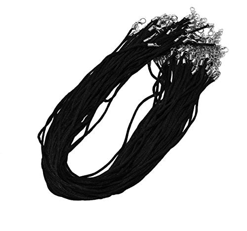 Mandala Crafts Satin Cord Black Necklace Cord with Clasp Bulk 100 PCs - Necklace String for Jewelry Making Supplies  18 Inches Black Rope Necklace Cords for Pendants Bracelet