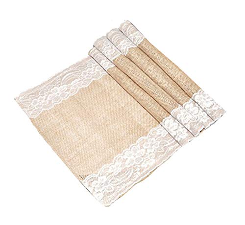 Mandala Crafts Jute Burlap Table Runner Roll for Wedding, Party, Farmhouse, Rustic Baby Shower, Country Decoration Lace Edge, 1 Pack