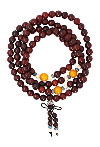 Mandala Crafts Wood Mala Beads Necklace  Japa Mala Beads 108 Necklace  108 Mala Beads Bracelet Mala Prayer Beads Necklace for Men Women Mala Meditation Beads Red Wood