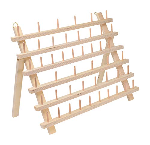 Thread Holder for Spools of Thread, Hair Rack for Braiding Hair, Wooden Organizer Stand for Sewing