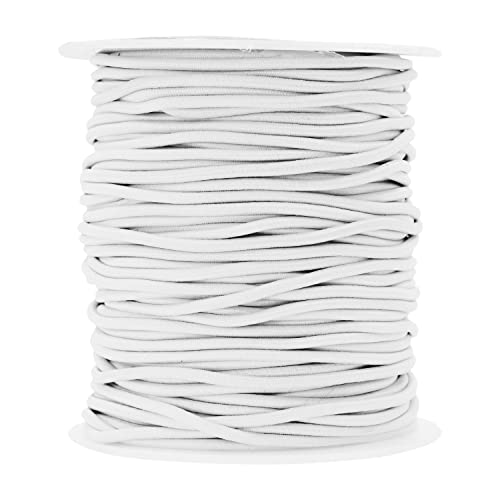 Mandala Crafts 1/8 Inch 3mm 55 YDS White Round Elastic Cord for Kayaks, Camping - Stretch Cord Elastic String Cord  Heavy Duty Elastic Rope Cord for DIY Crafting Sewing