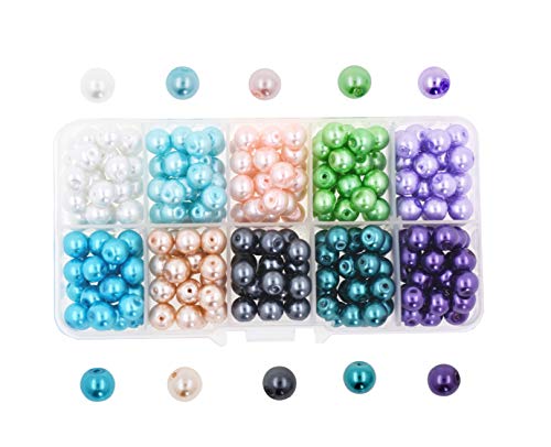 Mandala Crafts Glass Pearl Beads for Jewelry Making Spacers  Loose Faux Pearls for Crafts  Loose Fake Pearls for Jewelry Making Craft Pearls Vase Fillers 8mm 10 Colors Combo 2 250 PCs