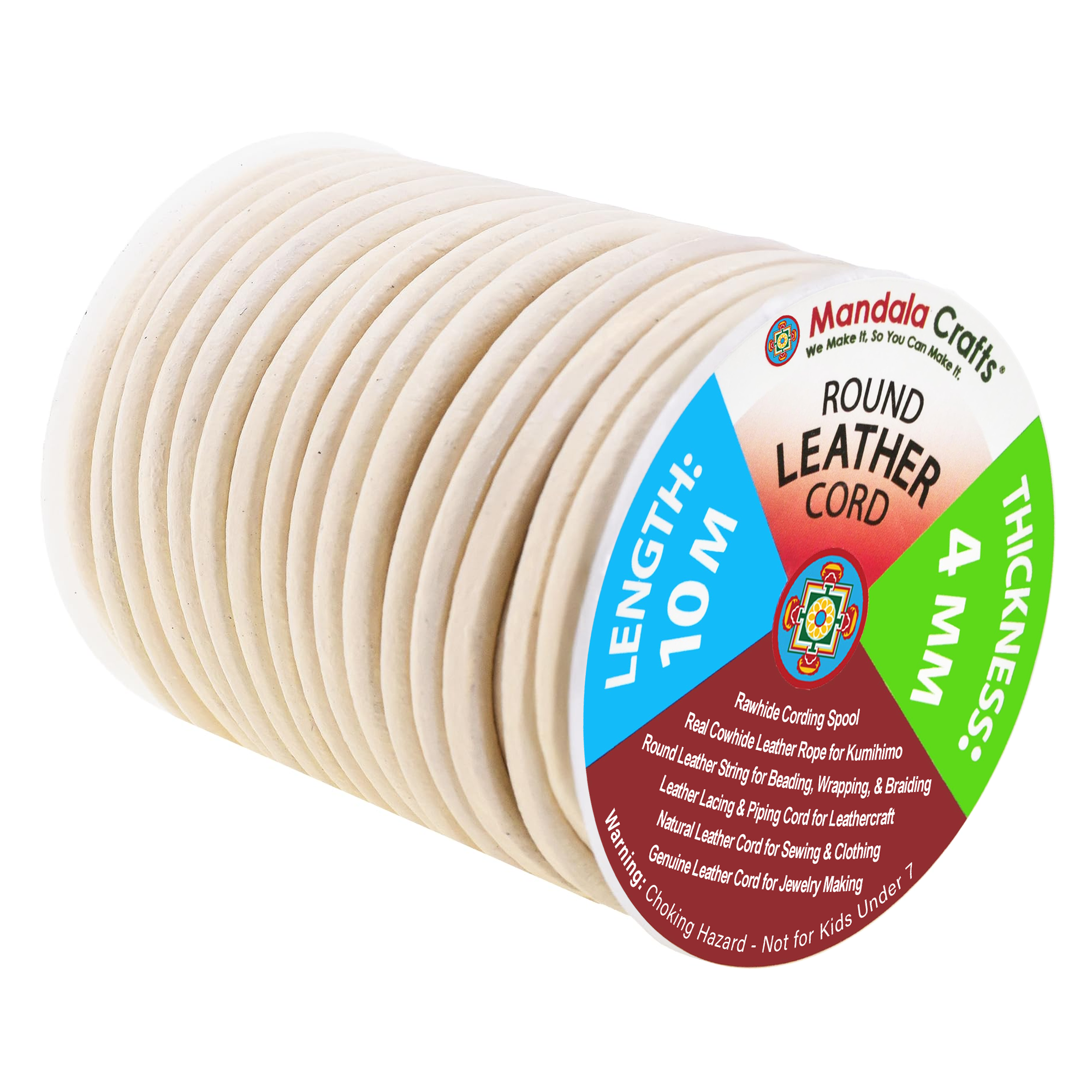 Round Cowhide Genuine Leather String Cord, Natural Rawhide Rope for Jewelry Making, Kumihimo Braiding, Shoelaces