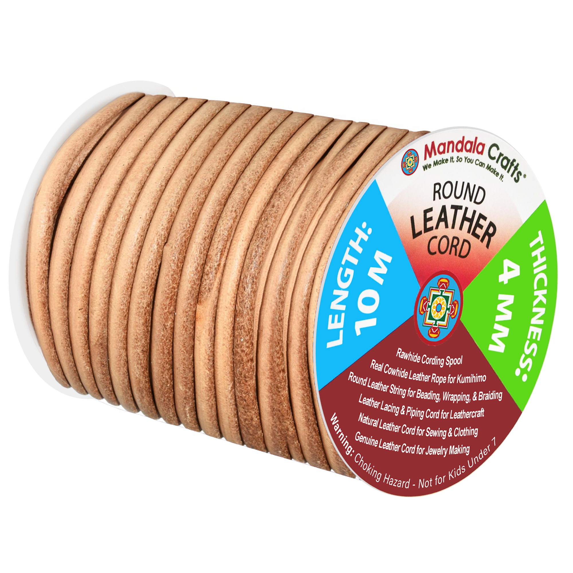 Round Cowhide Genuine Leather String Cord, Natural Rawhide Rope for Jewelry Making, Kumihimo Braiding, Shoelaces