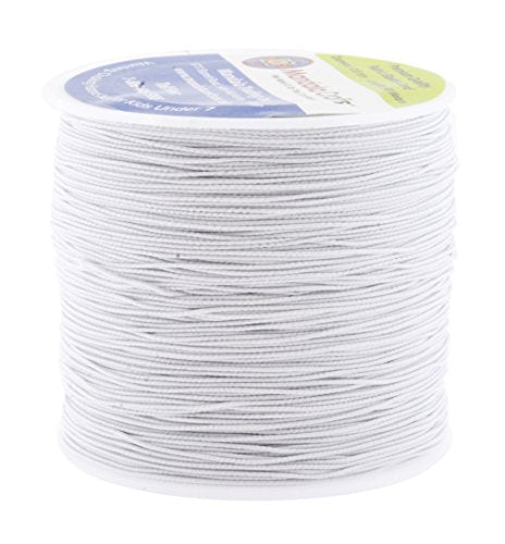 Shirring Elastic Thread for Sewing - Thin Fine Elastic Sewing Thread for Sewing Machine Knitting by Mandala Crafts 0.6mm 87 Yards White