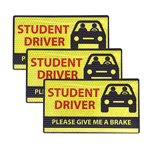 Mandala Crafts Student Driver Magnet for Car  New Driver Magnet Sign Large Rookie Novice Driver Magnetic Reflective Safety Bumper Sticker for Leaner Permit Teen Pack of 3