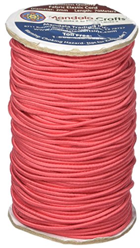 Mandala Crafts Elastic Cord Stretchy String for Bracelets, Necklaces, Jewelry Making, Beading, Masks (Red, 2mm 76 Yards)