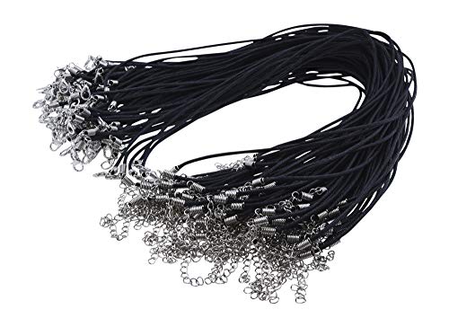 Mandala Crafts Black Waxed Necklace Cord with Clasp Bulk 100 PCs - Necklace String for Jewelry Making Supplies  18 Inches Black Rope Necklace Cords for Pendants Bracelet