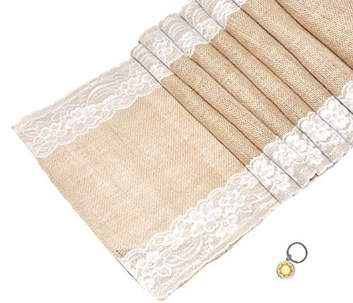 Mandala Crafts Jute Burlap Table Runner Roll for Wedding, Party, Farmhouse, Rustic Baby Shower, Country Decoration Lace Edge, 5 Packs