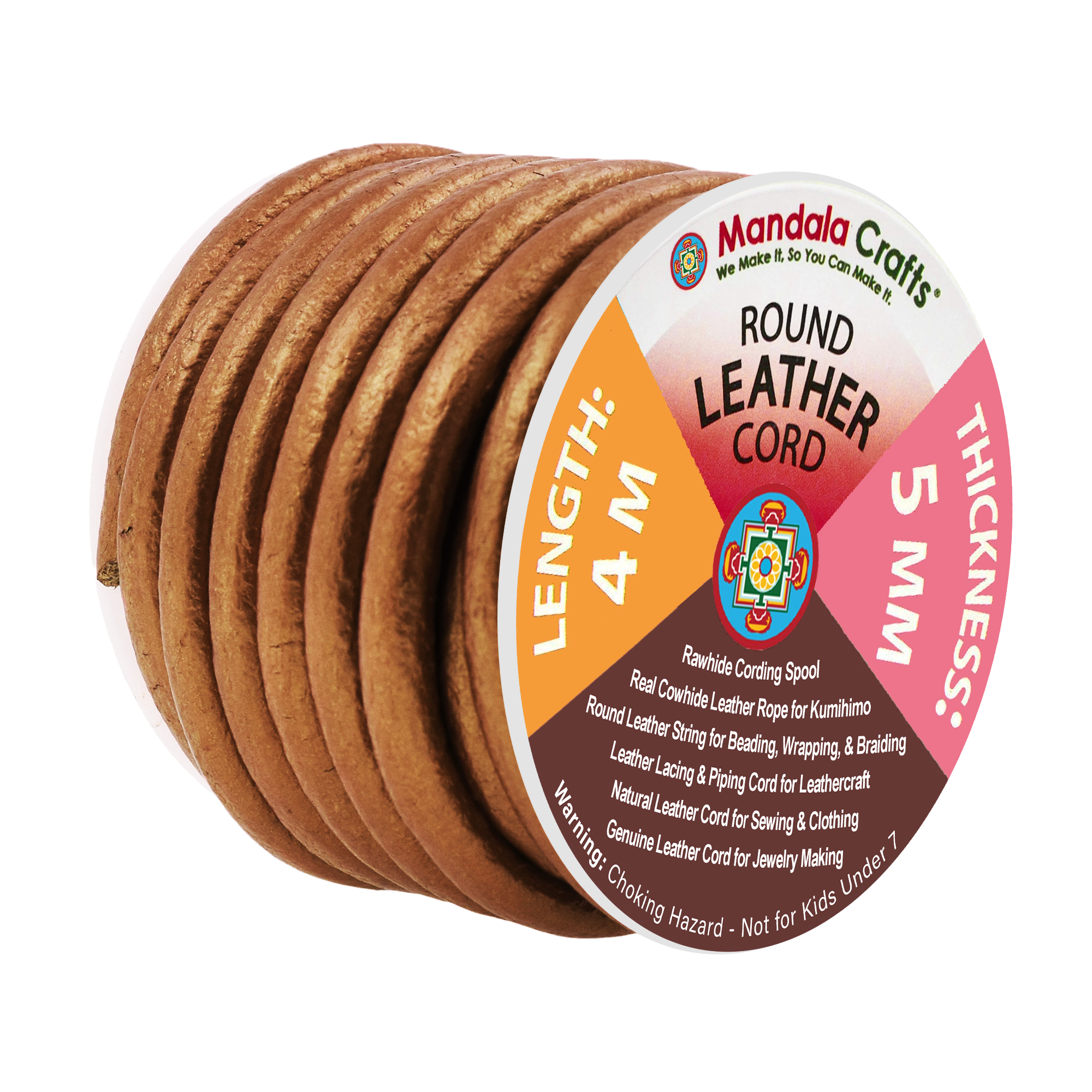 Round Cowhide Genuine Leather String Cord, Natural Rawhide Rope for Jewelry Making, Kumihimo Braiding, Shoelaces