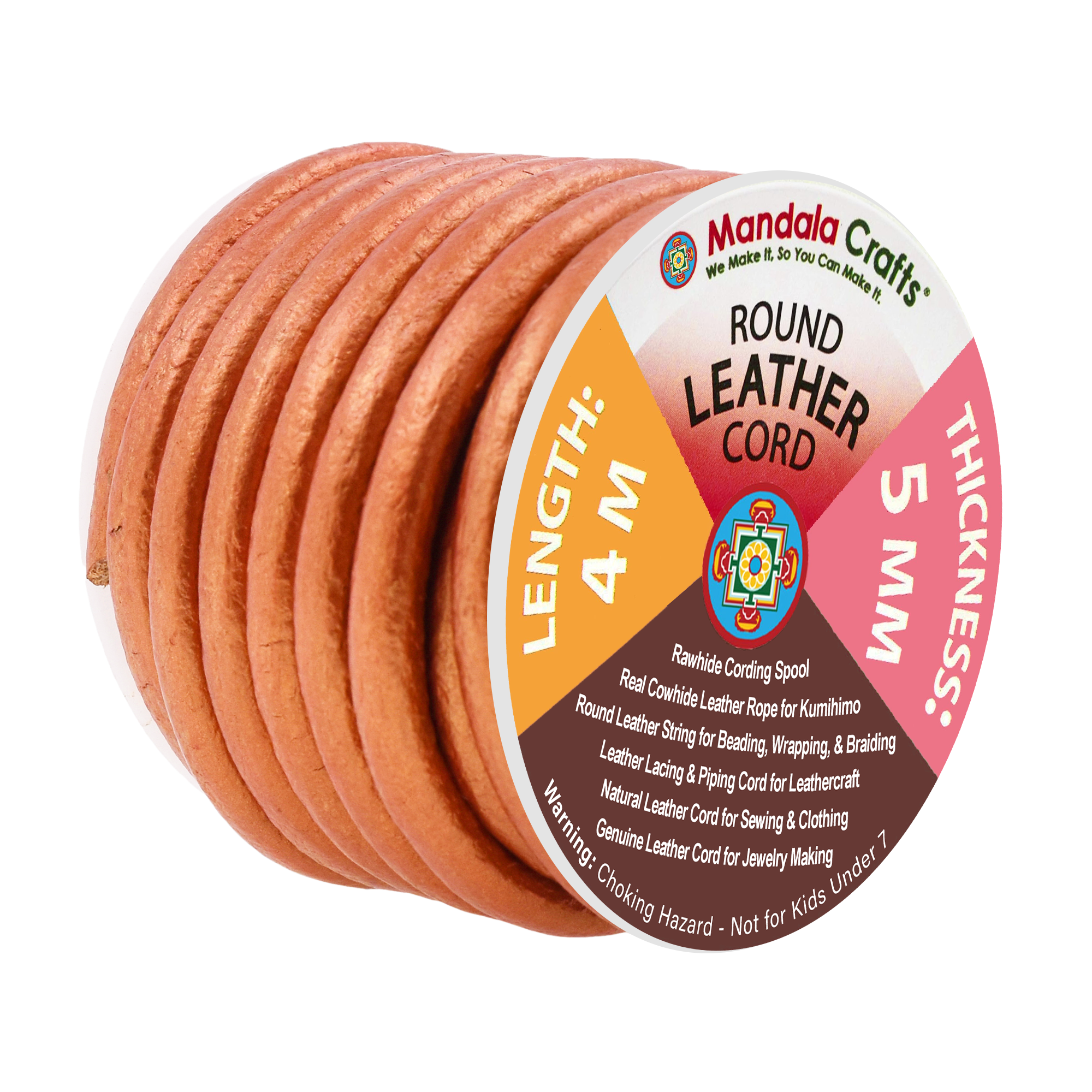 Round Cowhide Genuine Leather String Cord, Natural Rawhide Rope for Jewelry Making, Kumihimo Braiding, Shoelaces