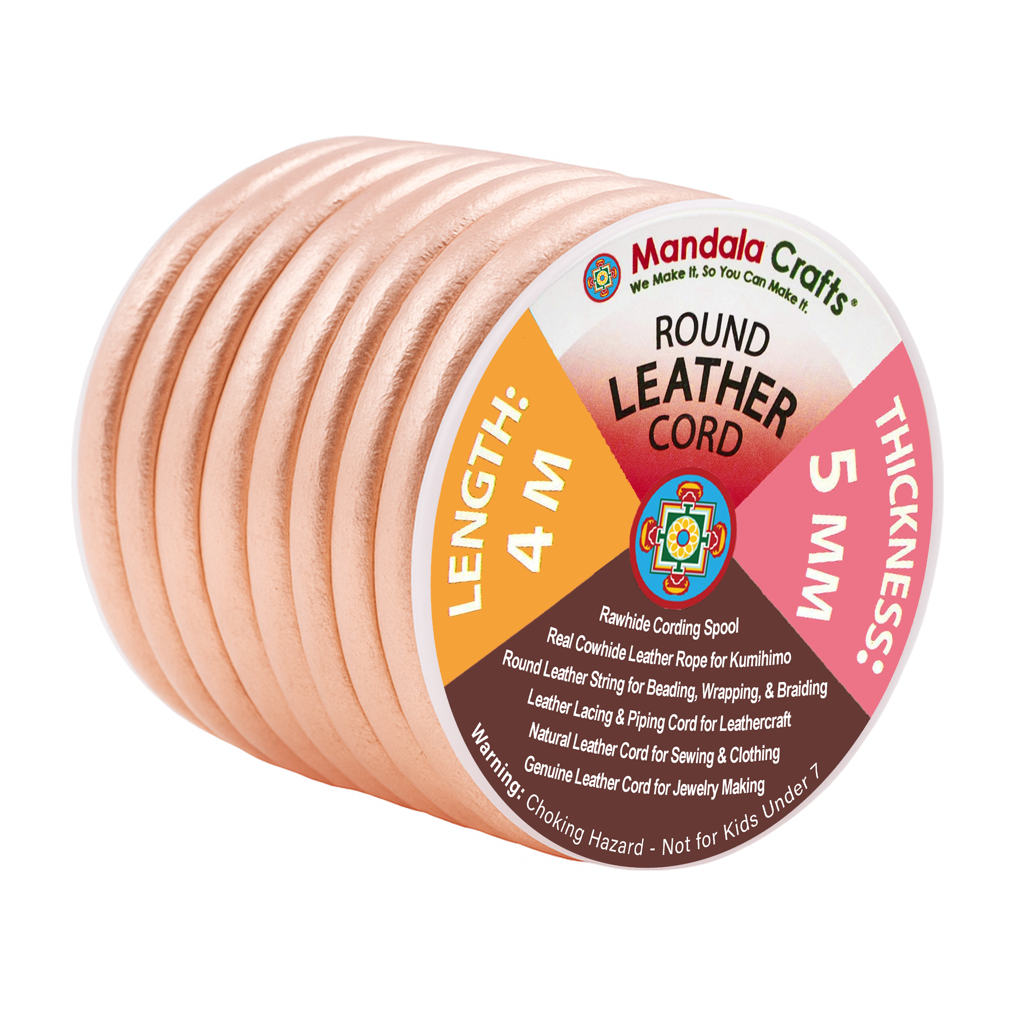 Round Cowhide Genuine Leather String Cord, Natural Rawhide Rope for Jewelry Making, Kumihimo Braiding, Shoelaces