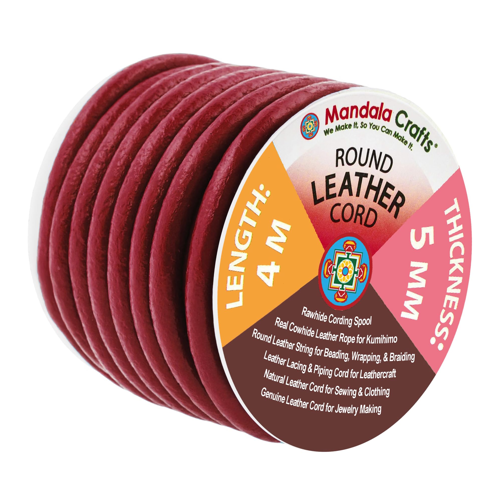 Round Cowhide Genuine Leather String Cord, Natural Rawhide Rope for Jewelry Making, Kumihimo Braiding, Shoelaces