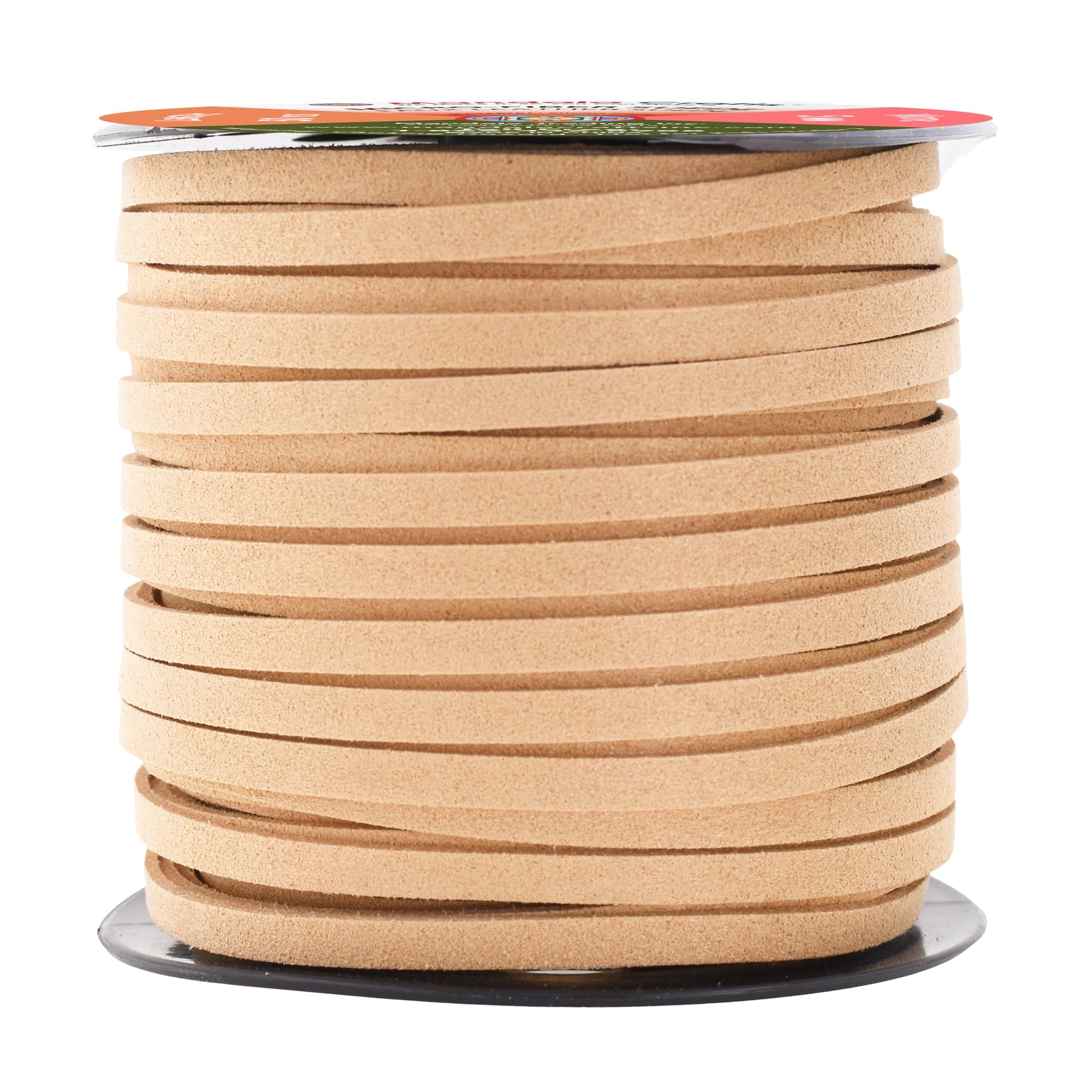 Mandala Crafts Faux Suede Cord - Flat Vegan Leather Cord for Jewelry Making Beading - Micro Fiber Leather String Cord Leather Lace for Leather Lacing Necklace Bracelet 5MM 50 Yards