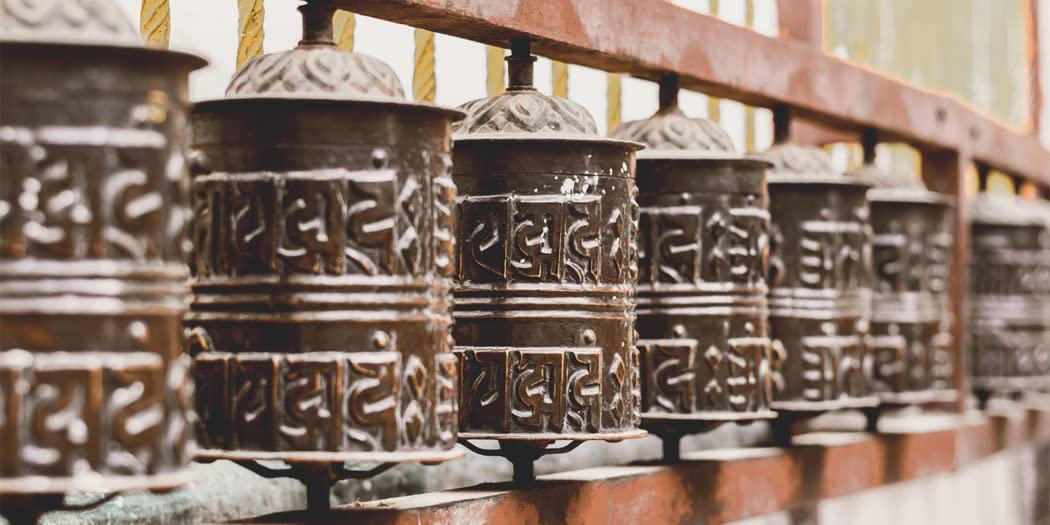 Mudra Crafts Tibetan Prayer Wheel - Tibet Prayer Wheel with Wall Hanging Mount for Wall Décor Handmade in Nepal