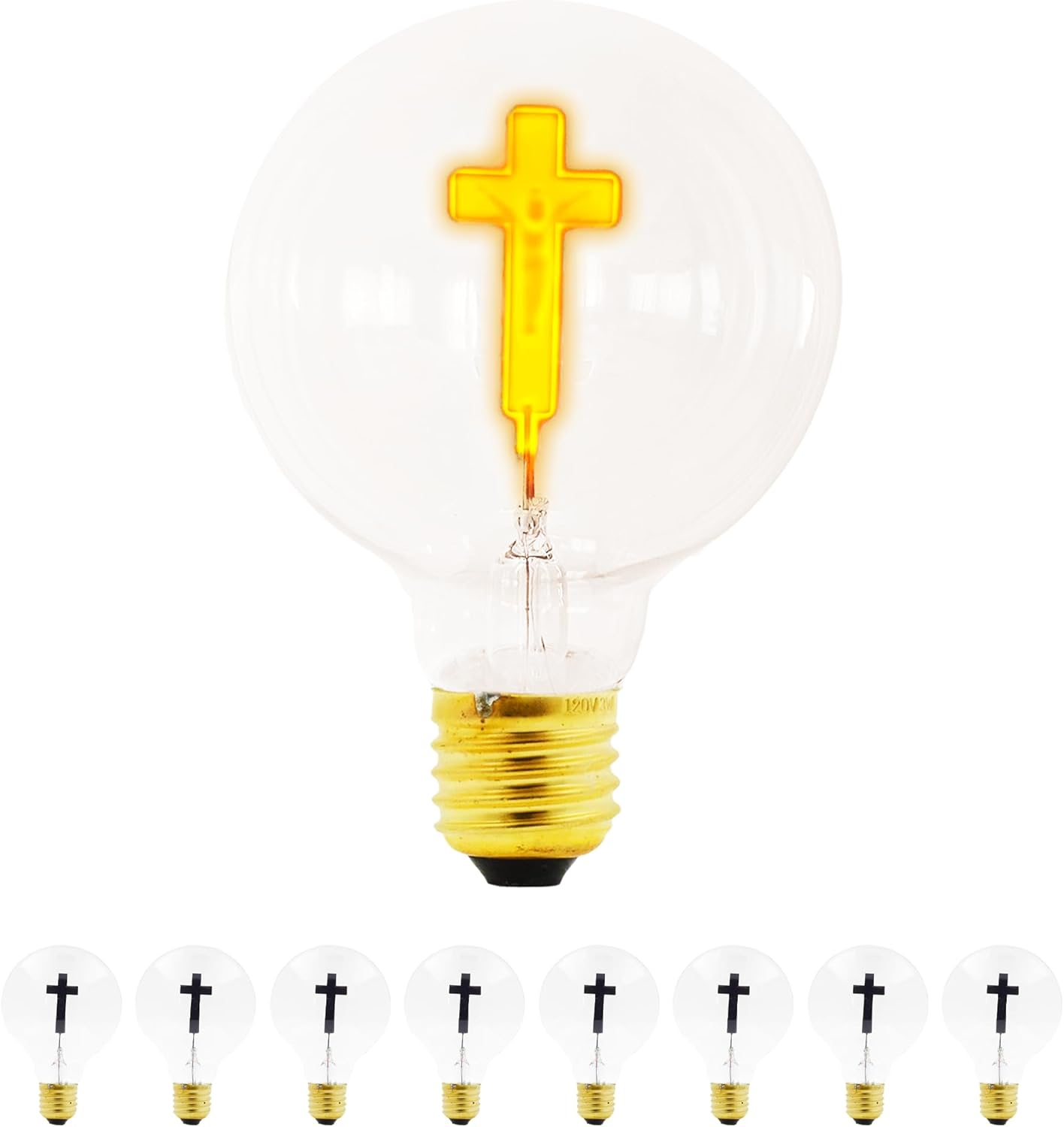 Christian Light Bulb Crucifix Bulb Jesus on The Cross Catholic Novelty Bulb 3W 120V for Pendant String Night Light by Mandala Crafts