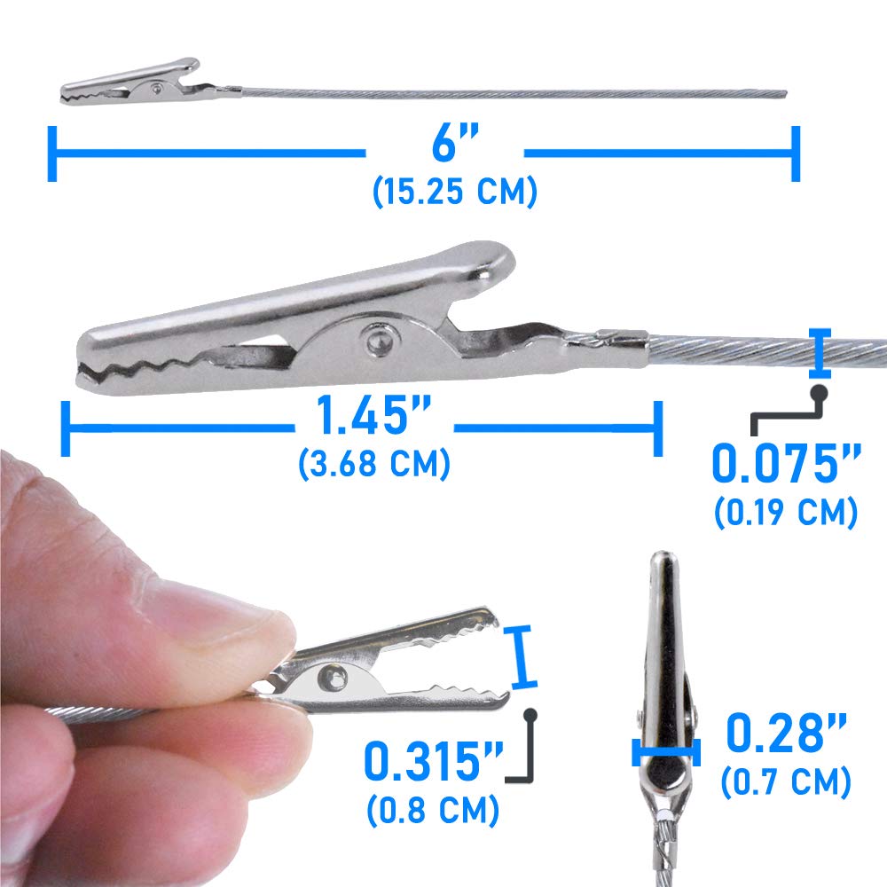 Mandala Crafts Long Tail Alligator Wire Clip Metal Gator Clamp Set for Crafts, Place Card Holders, Hobby Model Building 6 Inches Pack of 50