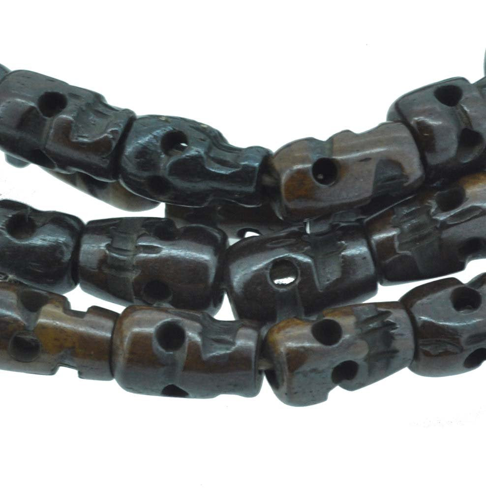 Hinky Imports Carved Black Yak Bone Skull Beads Necklace - Japa Tibetan Skull Mala Beads 108 - Buddhist Skull Rosary Prayer Beads for Yoga Meditation Beads