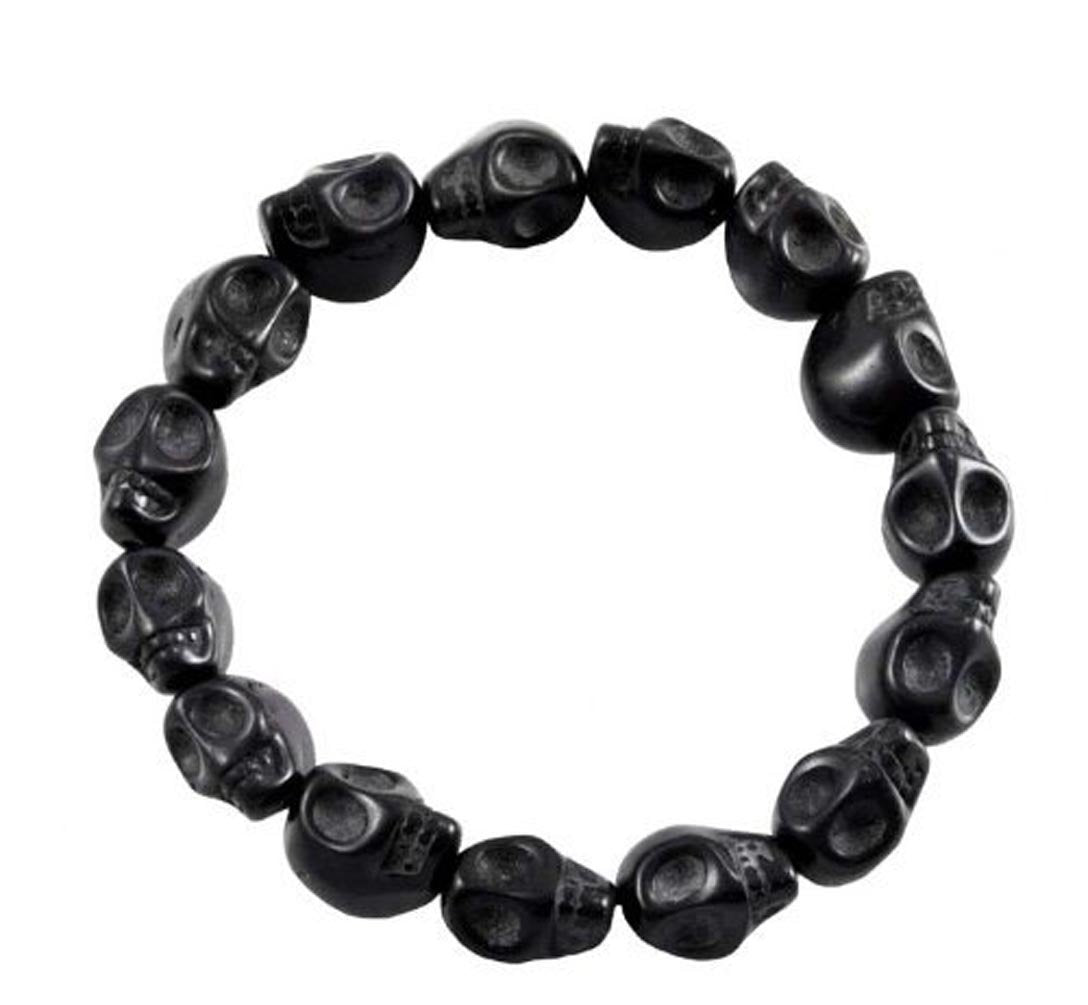 Mandala Crafts Skull Bracelet for Men Women - Howlite Adjustable Skull