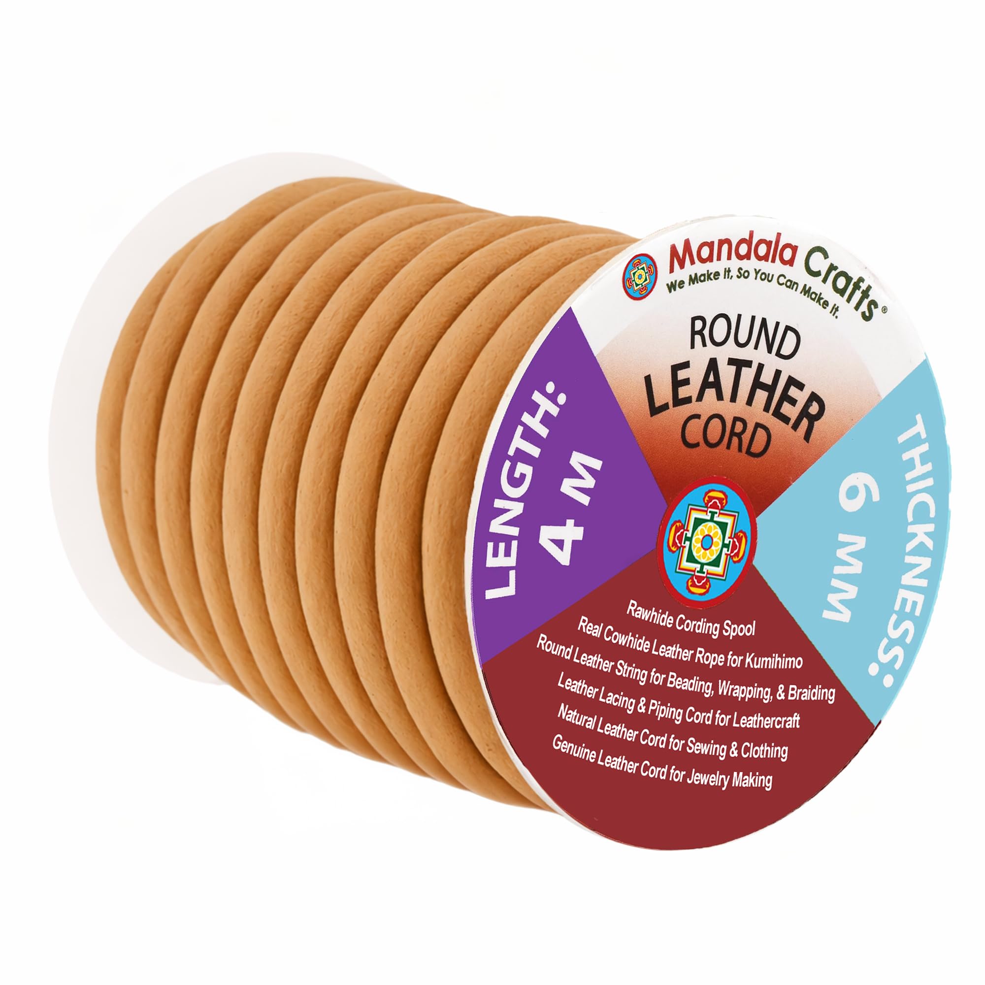 Round Cowhide Genuine Leather String Cord, Natural Rawhide Rope for Jewelry Making, Kumihimo Braiding, Shoelaces