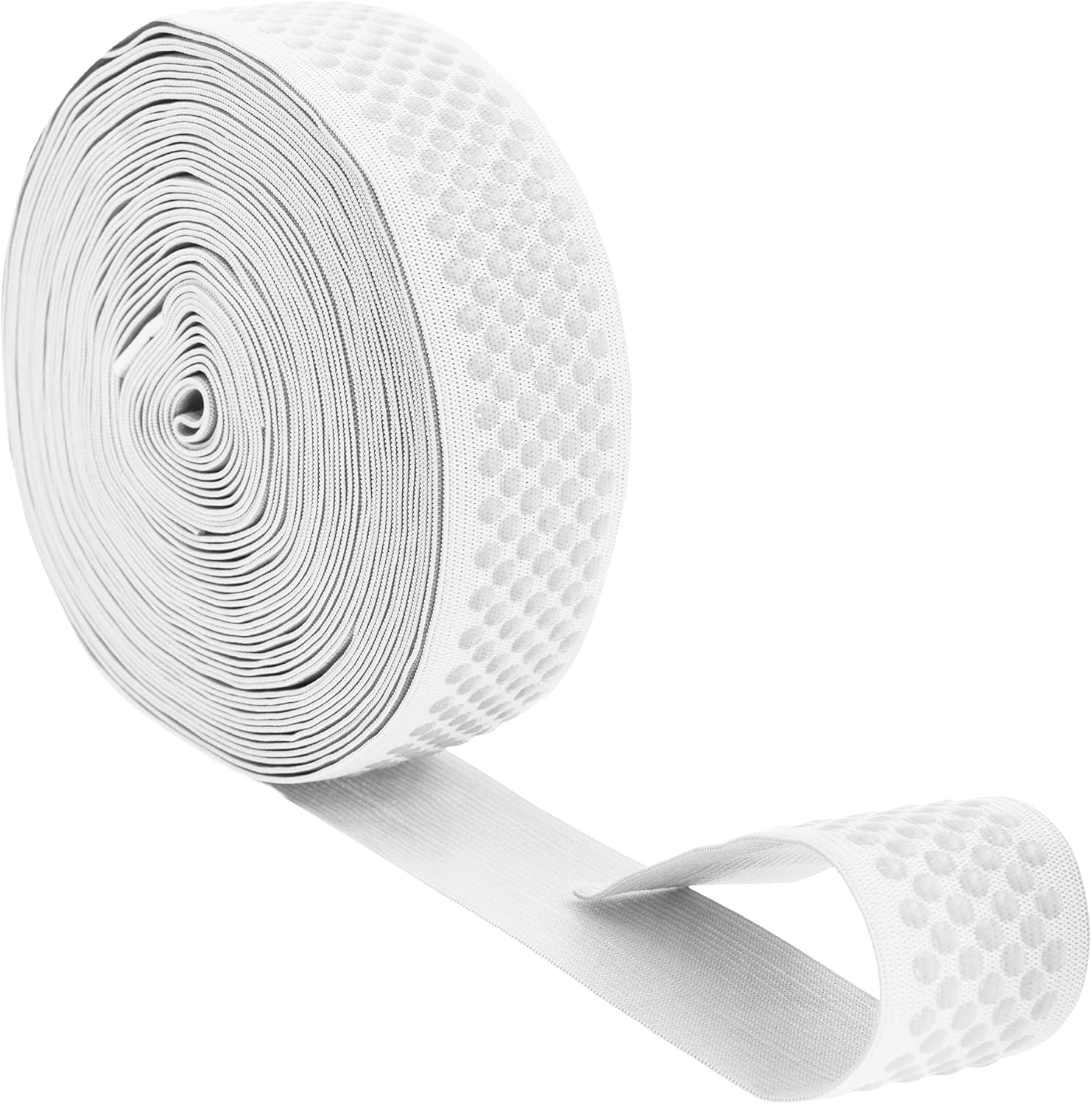 Mandala Crafts Elastic Silicone Gripper Tape for Clothing - Dotted Non Slip Elastic Band for Sewing - Silicone Elastic Straps Flat Stretchy Fabric Elastic Ribbon