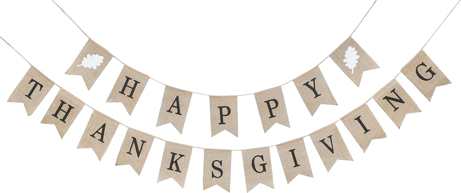 Burlap Happy Thanksgiving Banners - Happy Thanksgiving Decorations Banner - Happy Thanksgiving Garland Thanksgiving Party Decorations Indoor Outdoor