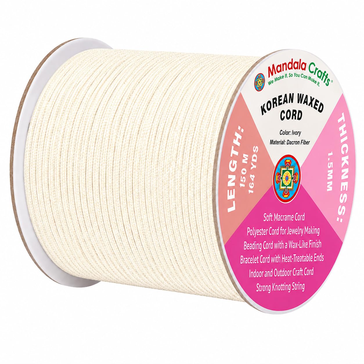 Korean Wax Cord for Jewelry Making | Durable for Outdoor, Polyester Waxed String, for Knotting, Braiding, Macrame, Beading, Necklaces, Earrings, Bracelets