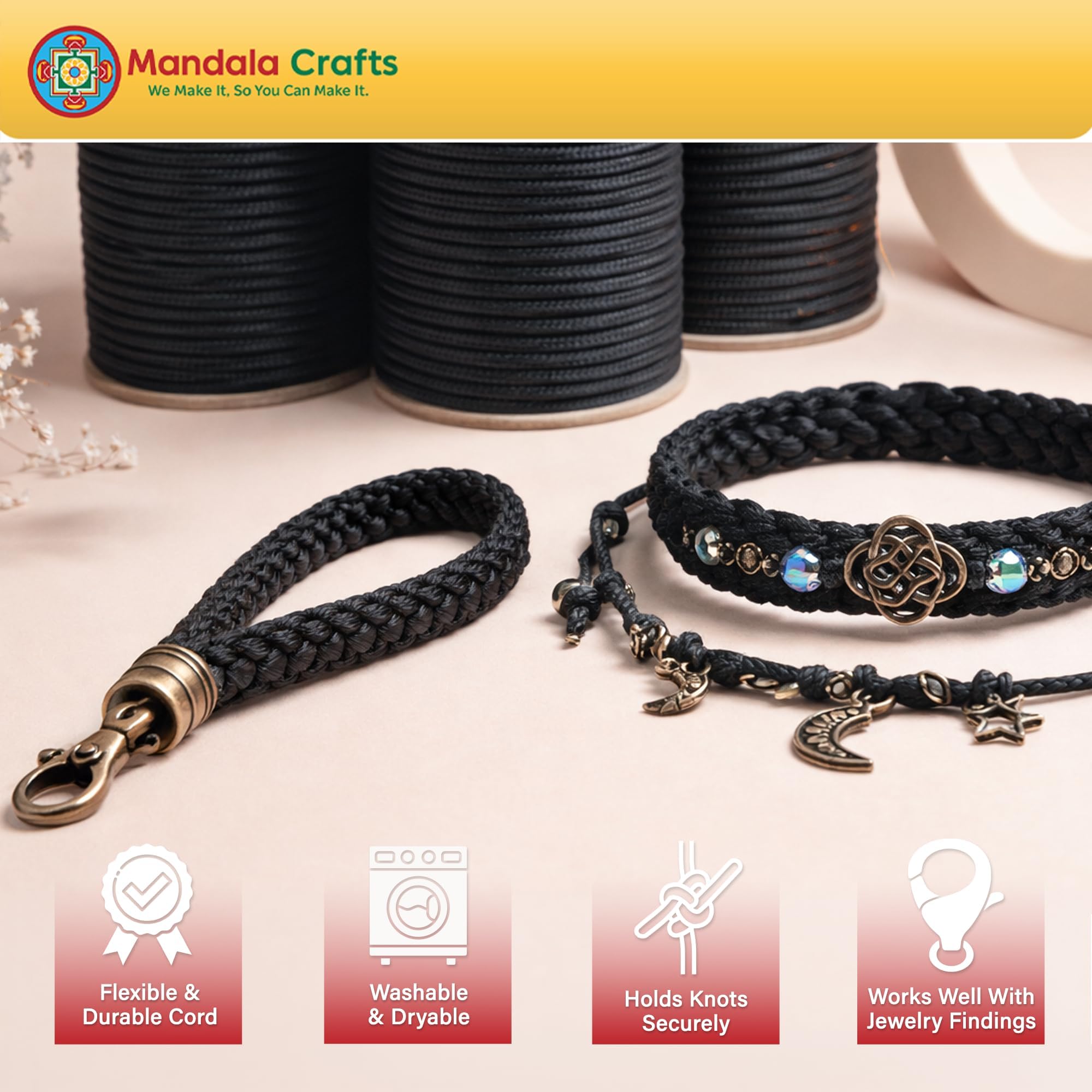 Korean Wax Cord for Jewelry Making | Durable for Outdoor, Polyester Waxed String, for Knotting, Braiding, Macrame, Beading, Necklaces, Earrings, Bracelets