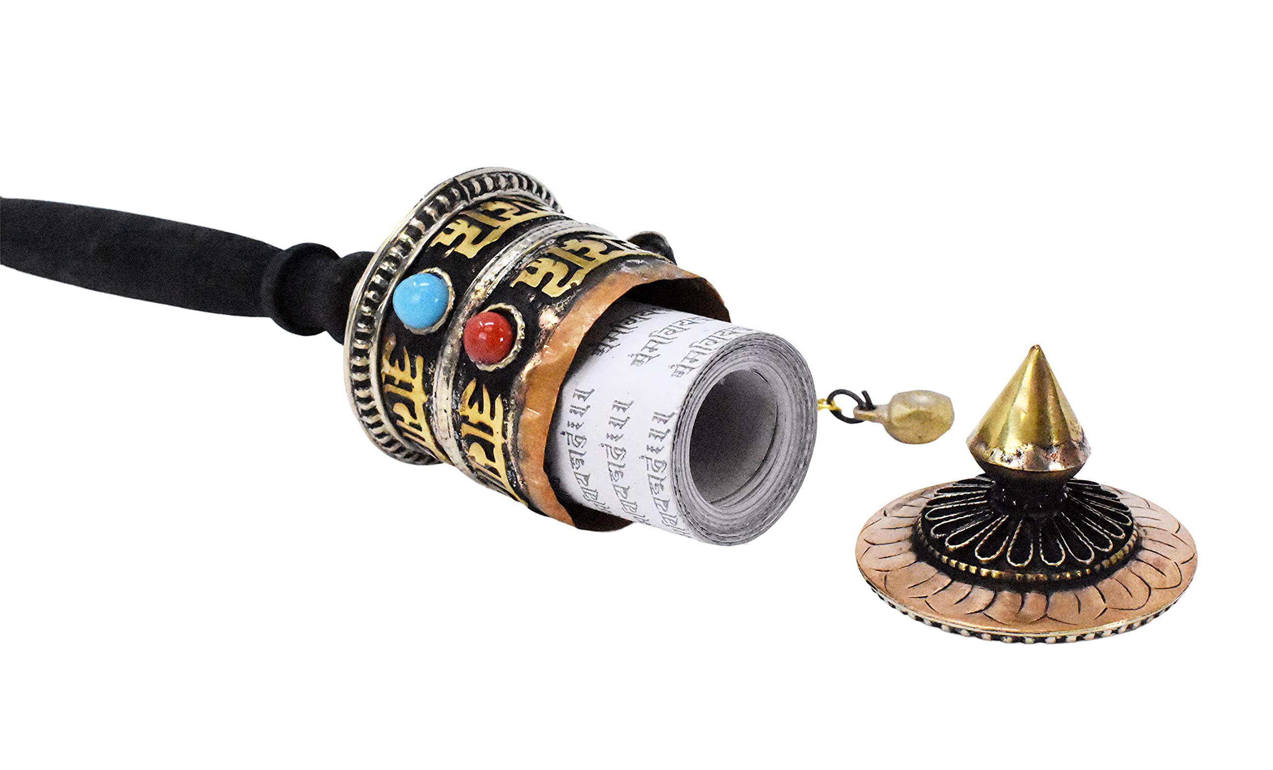 Mudra Crafts Small Hand Held Tibet Prayer Wheel – Tibetan Prayer Wheel Handheld Spinning Wheel with Om Mani Padme Hum Wood Handle for Gifts Nepal Decor