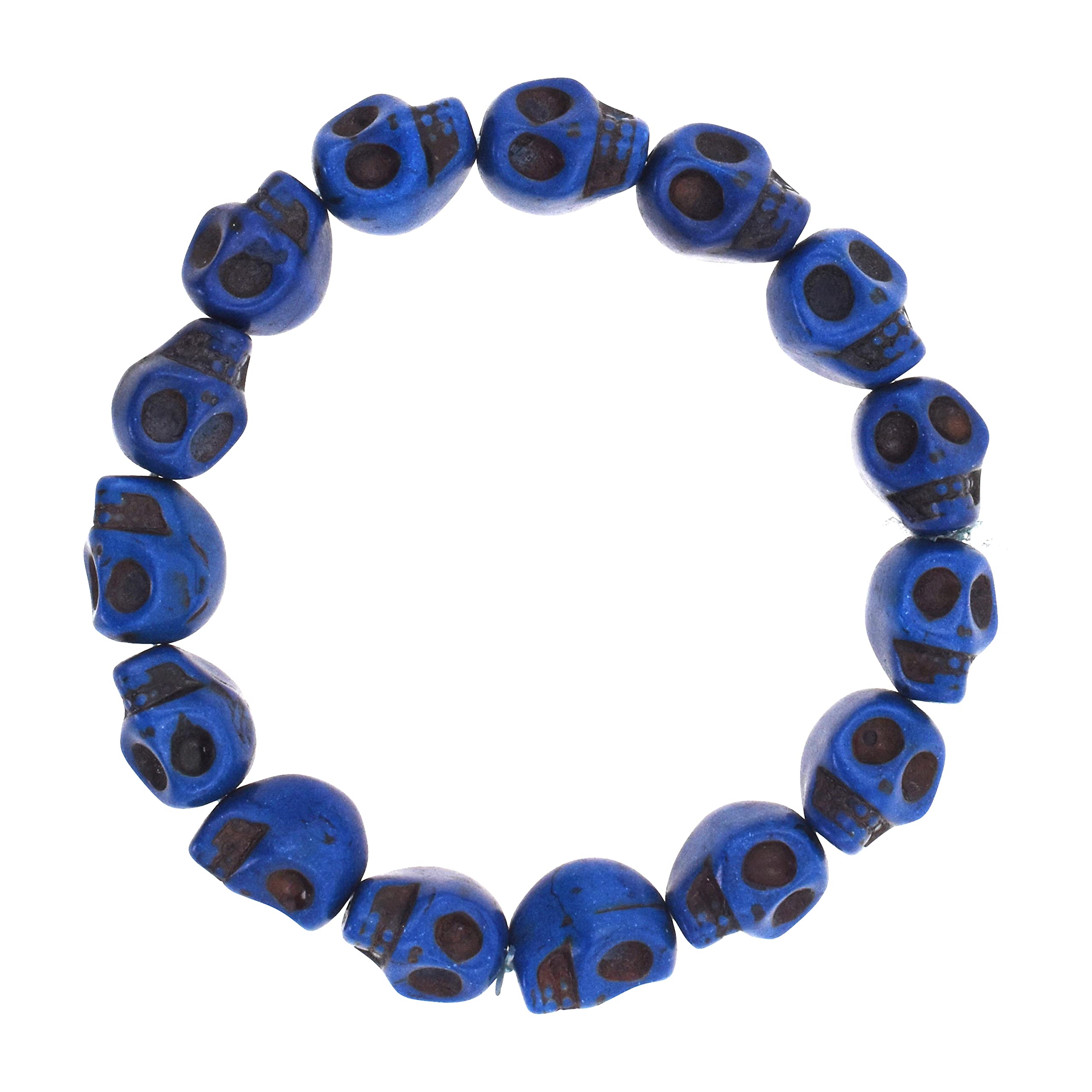 Mandala Crafts Skull Bracelet for Men Women - Howlite Adjustable Skull