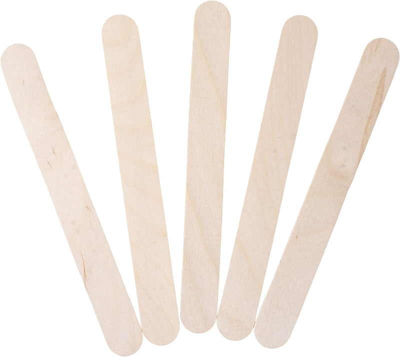 Mandala Crafts 6 Inch Jumbo Wooden Popsicle Sticks for Crafts - Craft Wood Sticks for Food Ice Cream Sticks Tongue Depressors - Waxing Sticks for Hard Wax Paint