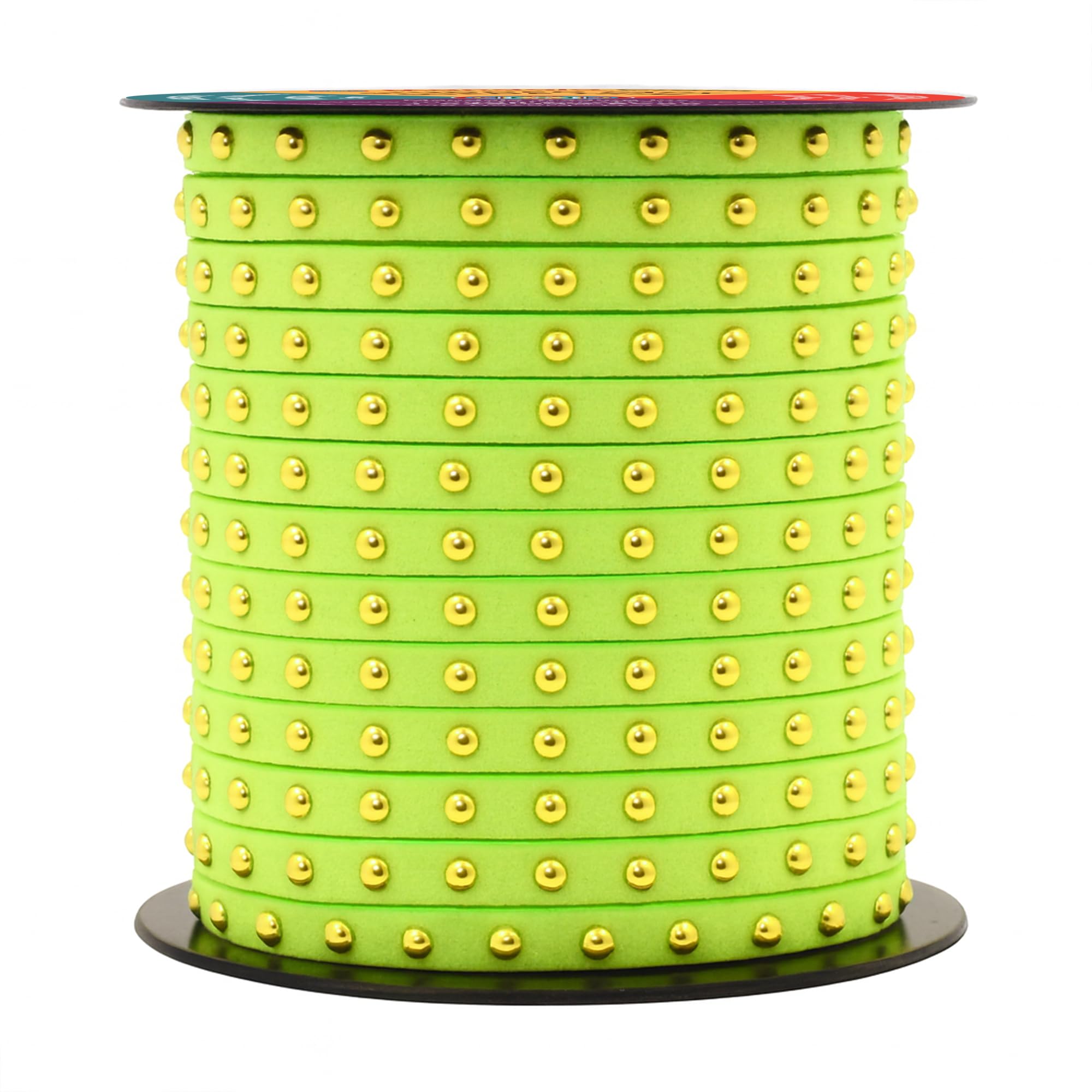 Studded Faux Suede Cord Rope for Jewelry Making - 20 Yards Faux Leather Ribbon - Flat Micro Fiber Leather String Faux Leather Lace with Rivets