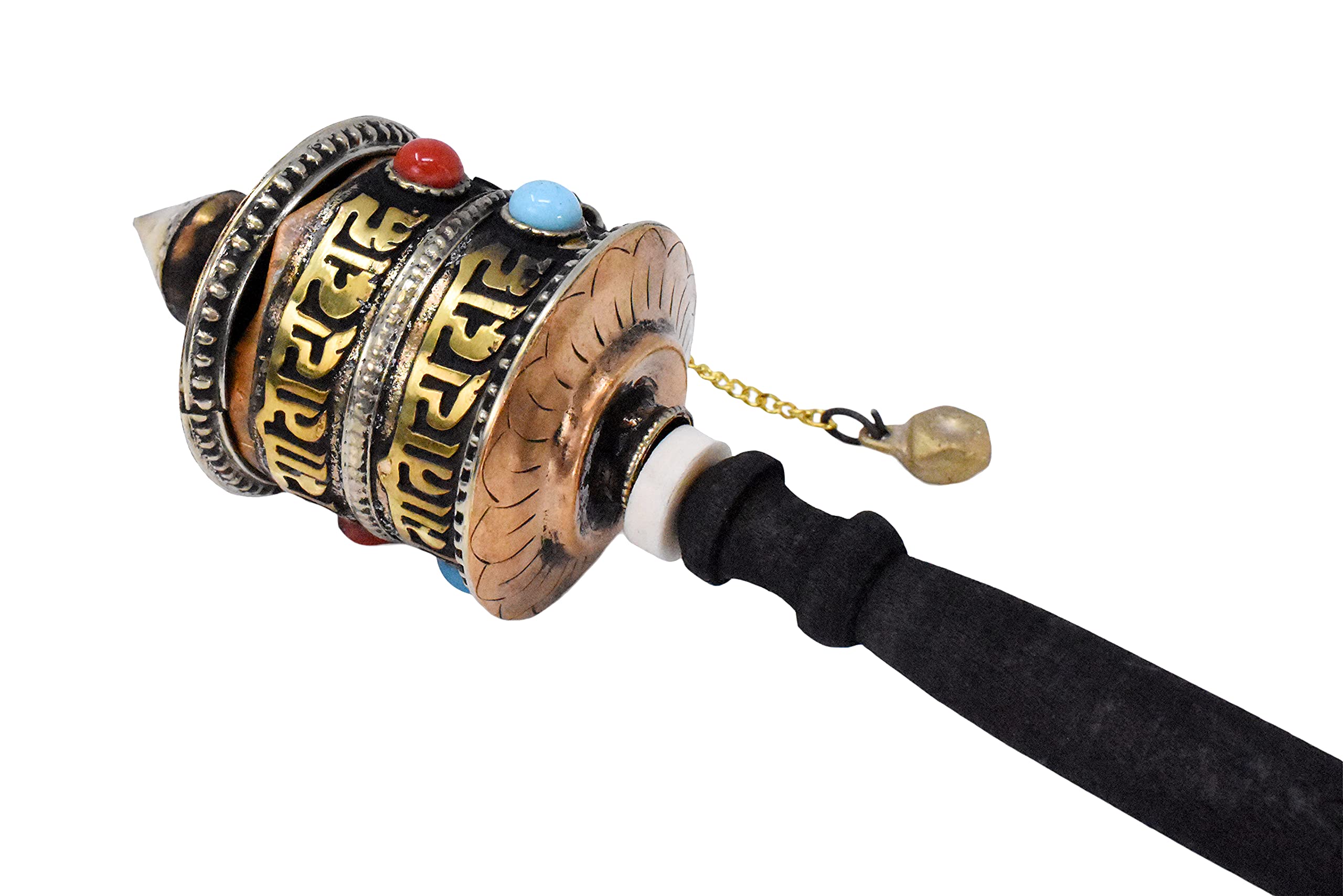 Mudra Crafts Small Hand Held Tibet Prayer Wheel – Tibetan Prayer Wheel Handheld Spinning Wheel with Om Mani Padme Hum Wood Handle for Gifts Nepal Decor